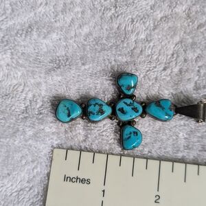 Vintage Turquoise Cross Pendant Necklace